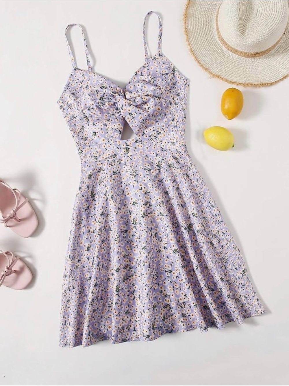 NWT Lavender Floral Tie-Front Sundress
